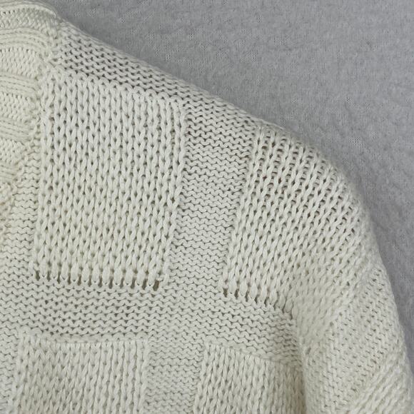 MURRAYS TOGGERY Sweater Women M Textured Windowpane Cotton Off White VTG England - Picture 8 of 12